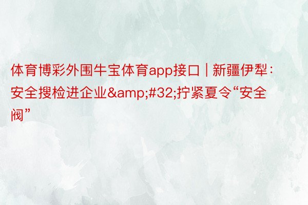 体育博彩外围牛宝体育app接口 | 新疆伊犁：安全搜检进企业&#32;拧紧夏令“安全阀”